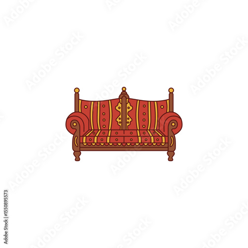 An icon depicting a traditional Arabic sofa or Majlis seating area. This symbolizes communal gathering spaces, comfort, and the relaxed, inviting nature of Middle Eastern hospitality.