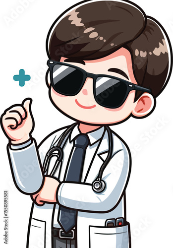 Cool Cartoon Doctor, Positive Healthcare Illustration