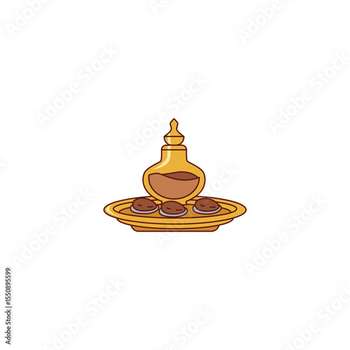 An icon showing an incense burner (Mabkhara) with a small dish containing what appears to be oud chips or fragrant resins, and smoke rising.
