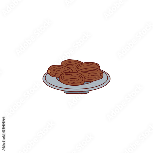 An icon of a plate piled with dates. This symbolizes dates as a traditional offering to guests in the Middle East, representing sweetness, welcoming, and a staple of hospitality.