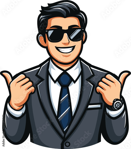 Confident Businessman Giving Thumbs Up