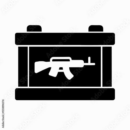 Weapon crate icon filled style representing military firearms storage