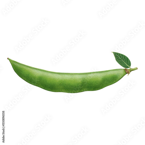 Isolated Green Pod with Leaf on Transparent Background