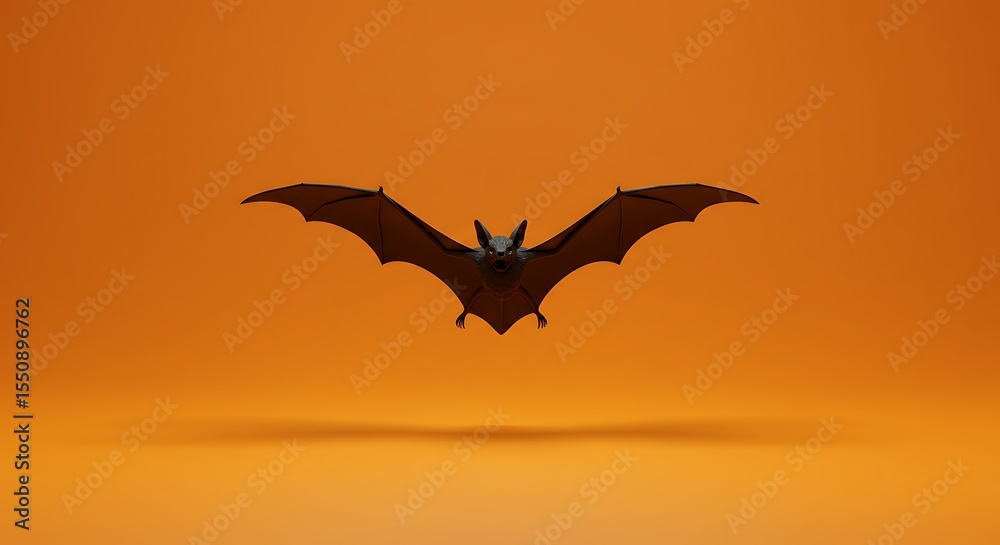 Fototapeta premium Flying bat on orange backdrop