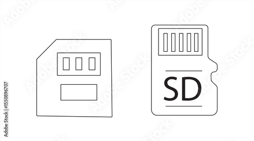 Micro SD Card - Front and back view. Icon with reflection on white background
