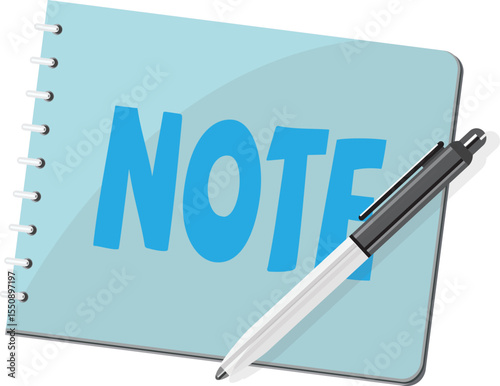 Vector Illustration of Notebook and Pen for Writing or Planning