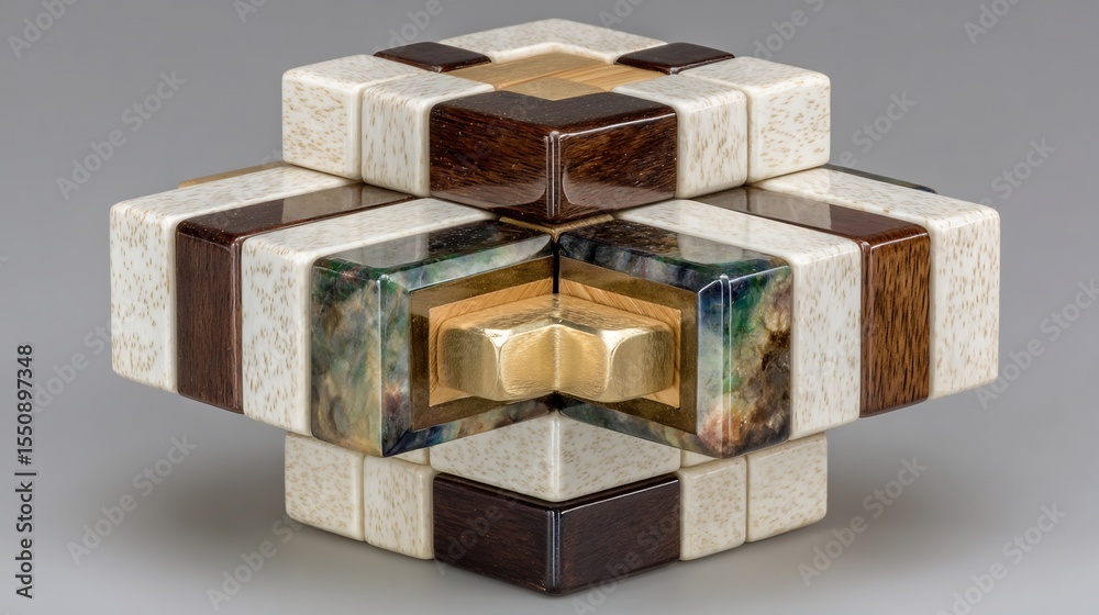 Obraz premium Intricate Wooden Puzzle: A Masterpiece of Craftsmanship