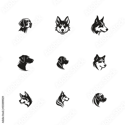 A striking array of minimalist illustrations showcasing dog