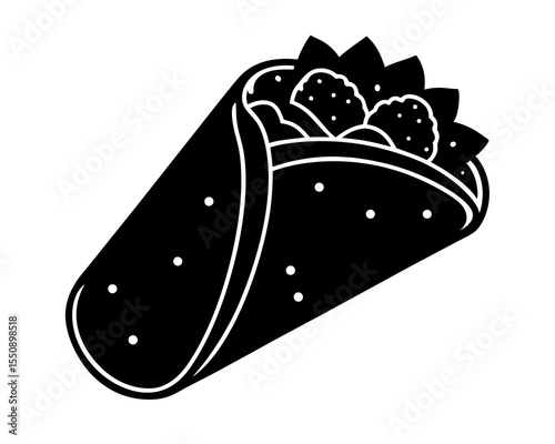 burrito vector silhouette illustration isolated on white background