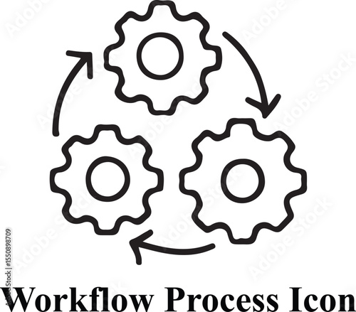 Workflow Process Icon – Editable Stroke, Clean Minimal Vector Illustration