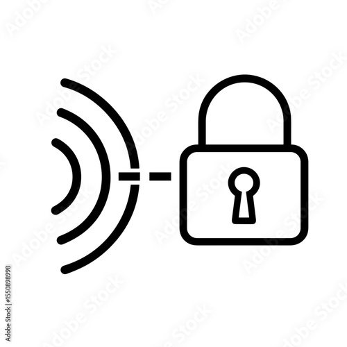 Signal lock icon outline style representing secure military communication