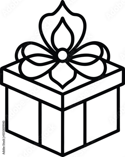 Traditional Indian Line Drawing of a Gift Box