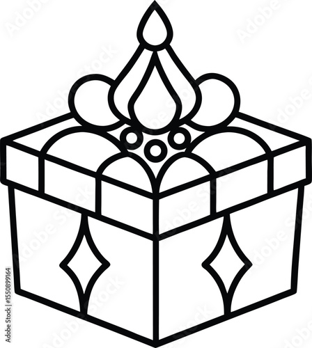 Stylish Indian Gift Box Vector with Fabric Ornament