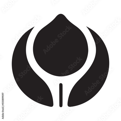 Graphic Flower and Leaves Icons.Flowers isolated on transparent background. Flowers in modern simple. 