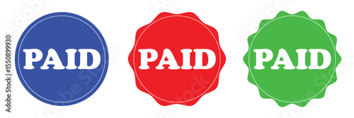Paid red rubber stamp graphic design vector, stencil business illustration, payment money fee icon, bank invoice office fee . Vector Illustration . EPs 10 . 