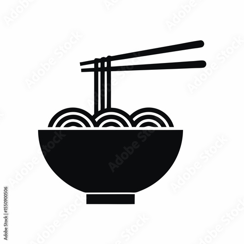 Noodle icon vector silhouette illustration isolated on white background