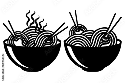 Noodle vector silhouette illustration isolated on white background