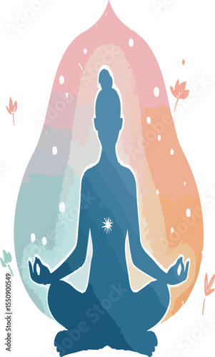  Meditating Woman with Aura and Chakras
