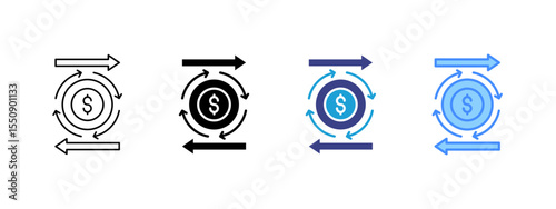Cash Flow Multipel Icon Set.