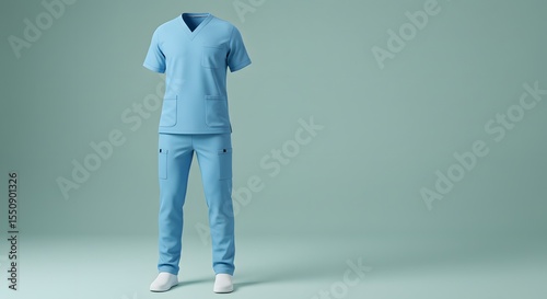 Light Blue Medical Scrubs Uniform Mockup