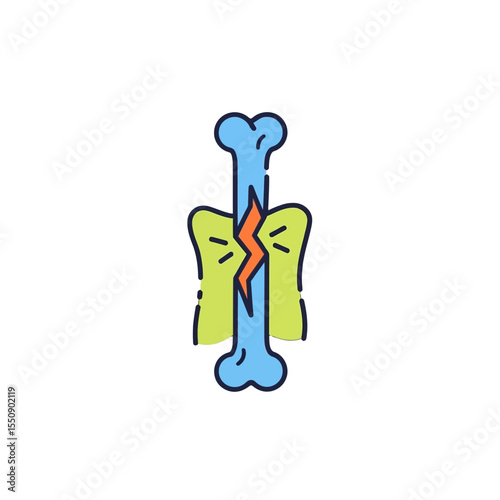 Bone Fracture Illustration A Minimalist 2D Design for Medical Awareness and Educational Purposes
