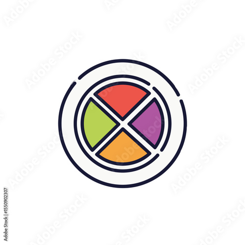 Segmented Plate Colorful Dietary Chart Illustration for Nutrition Analysis and Meal Planning