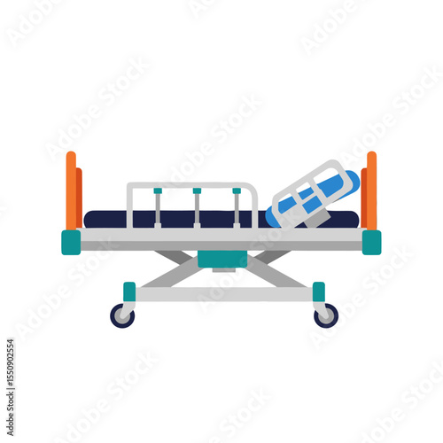 Modern Hospital Bed Illustration Medical Care Equipment for Patients, Recovery and Healthcare Services