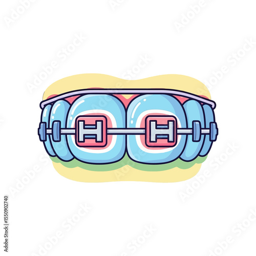 Cute Braces Illustration Dental Orthodontics with a Clean, Minimalist Aesthetic for a Healthy Smile Journey