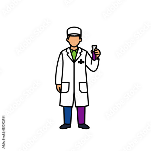 Scientist with Test Tube Illustration Medical Research and Healthcare Professional concept design