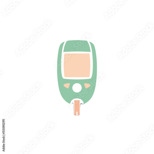 Simple Vector Illustration of a Blood Glucose Meter for Health Awareness, emphasizing Diabetes Management and Testing.