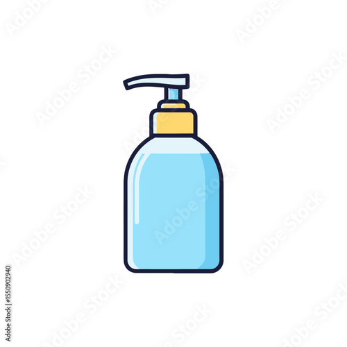 Illustration of a Bottle with Dispenser Pump for Hygiene, Health, and Personal Care