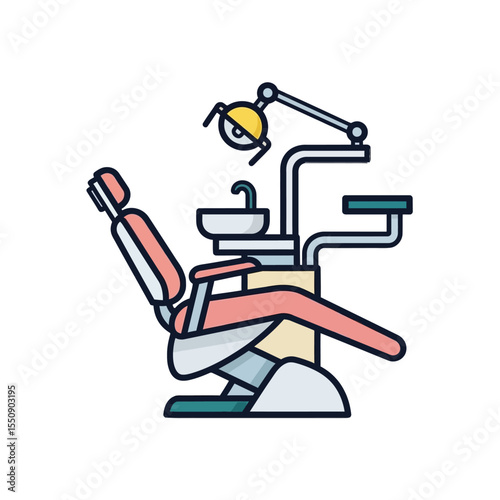 Dental Clinic Equipment A Clean and Minimalist Illustration of a Dental Chair