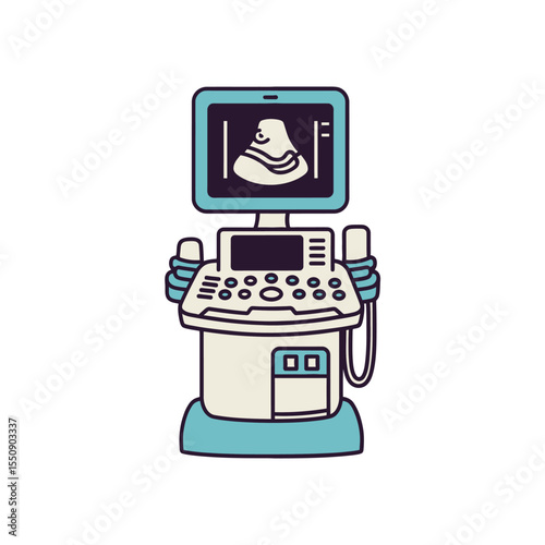 Minimalist Ultrasound Machine Illustration for Medical and Diagnostic Use