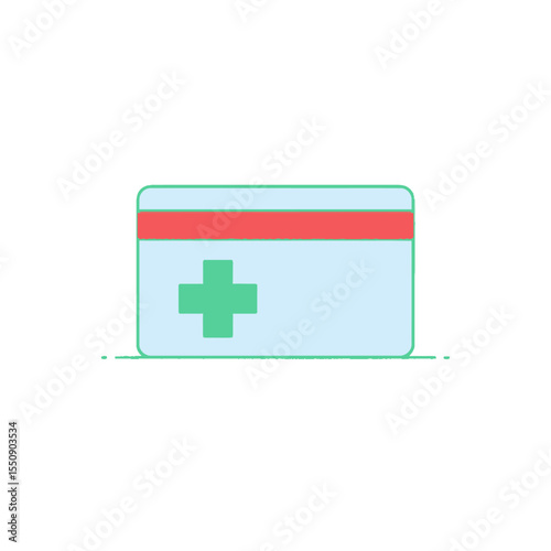 Medical Card Illustration Minimalist Healthcare Concept with Health Cross and Red Stripe Design