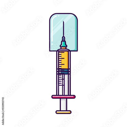 Detailed Syringe Illustration Medical Treatment Icon for Healthcare and Vaccination Programs