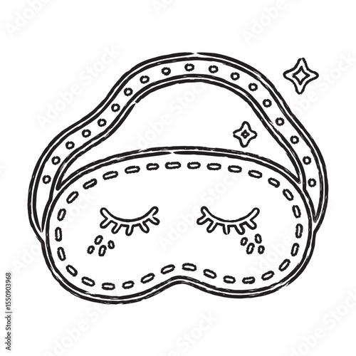 Sleep Mask Doodle Line Art Style