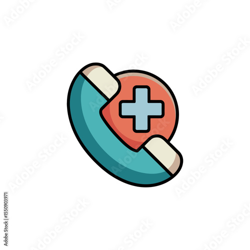 Medical Emergency Hotline Flat 2D Icon Vector Cartoon Illustration