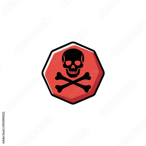 Modern Flat Illustration Skull and Crossbones Danger Symbol