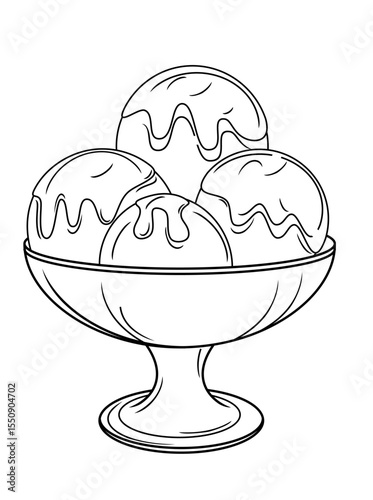 one bowl with 4 scoops of ice cream