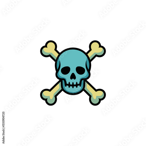 Vector Cartoon Skull and Crossbones Illustration  A Fun, Quirky Design Perfect for Digital Projects, Prints, and More
