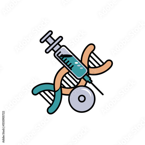 Genetic Engineering DNA Modification and Injection Illustration