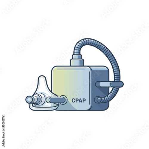 CPAP Machine Icon 2D Flat Design for Medical Illustrations