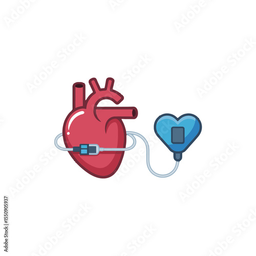 Heart Health Illustration of a Heart Connected to a Pacemaker