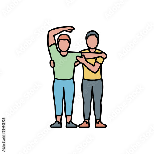 Friendly Support 2D Vector Cartoon Illustration of Two People Assisting Each Other