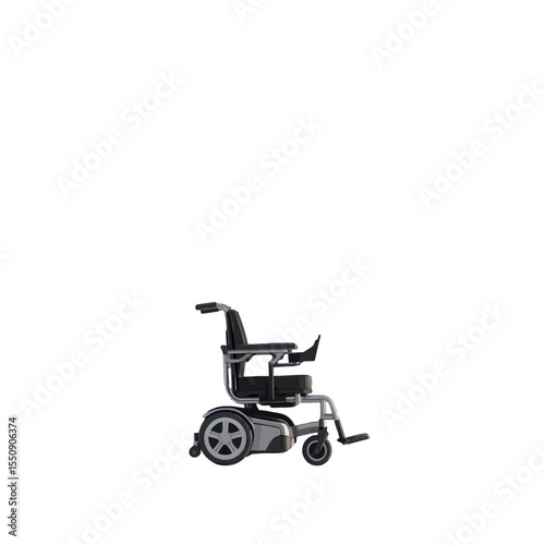 Modern Power Wheelchair Design Grey and Black Electric Wheelchair Illustration