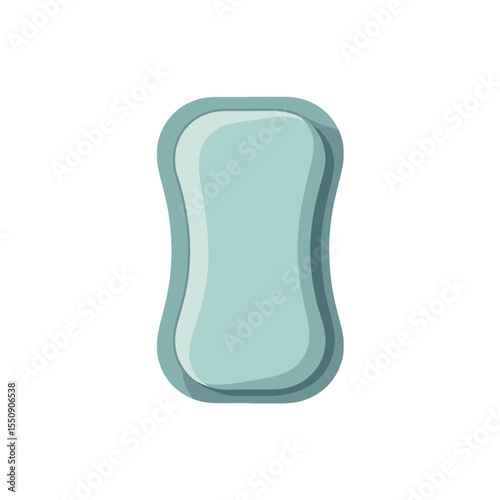 Modern Flat Illustration of a Teal Soap Bar or Sponge