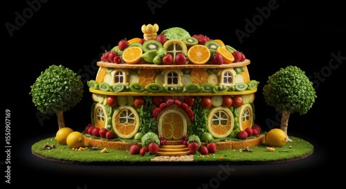 Whimsical House Built from Colorful Fruits