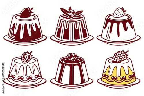 set of Pudding vector silhouette illustration isolated on white background