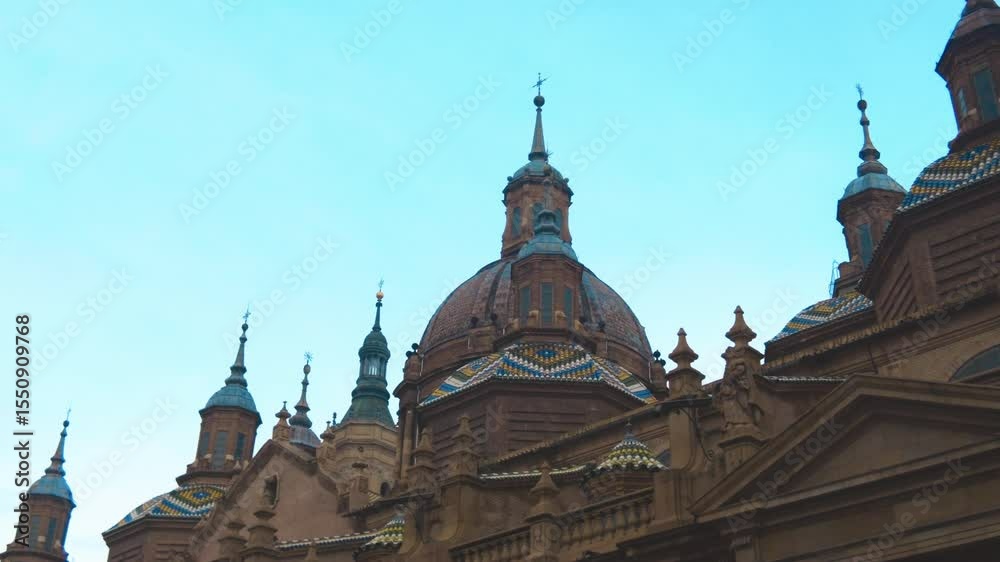 Rooftops of Cathedral-Basilica of Our Lady of the Pillar. low angle view Rooftops of Cathedral-Basilica of Our Lady of the Pillar. low angle view