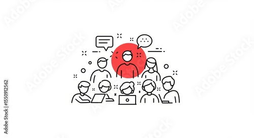 Teamwork and Communication: People Meeting Icon